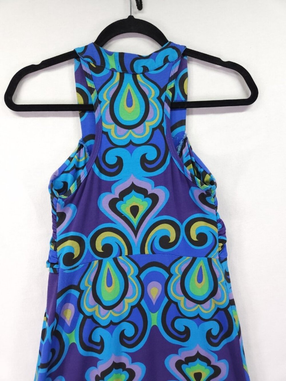 Boston Proper Size XS Blue Paisley Beaded V-Neck Empire Waist Boho Maxi Dress - Picture 10 of 14